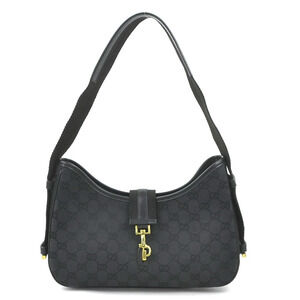 Gucci GG Denim Hobo bag black monogram canvas piston closure